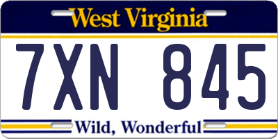 WV license plate 7XN845