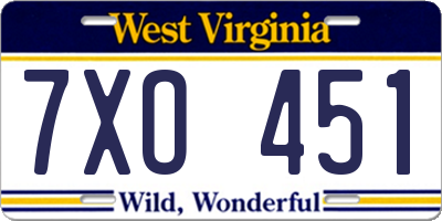 WV license plate 7XO451
