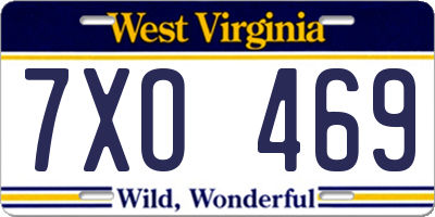 WV license plate 7XO469