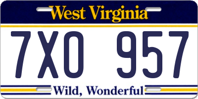 WV license plate 7XO957
