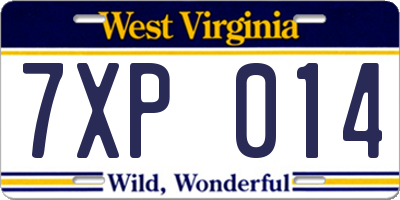 WV license plate 7XP014