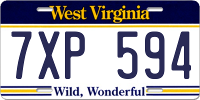 WV license plate 7XP594