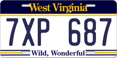 WV license plate 7XP687