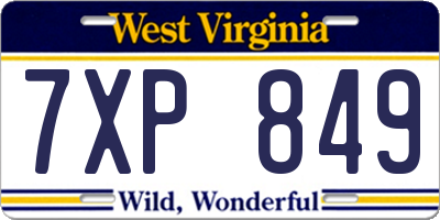 WV license plate 7XP849