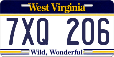 WV license plate 7XQ206