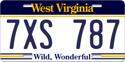 WV license plate 7XS787