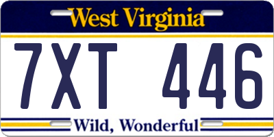WV license plate 7XT446