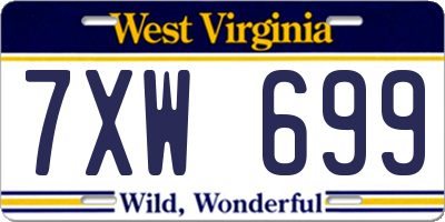 WV license plate 7XW699