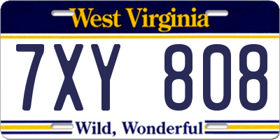 WV license plate 7XY808