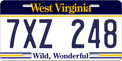 WV license plate 7XZ248