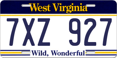 WV license plate 7XZ927