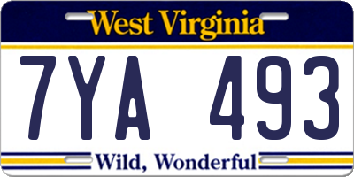 WV license plate 7YA493