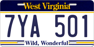 WV license plate 7YA501