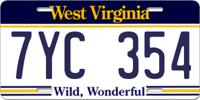 WV license plate 7YC354
