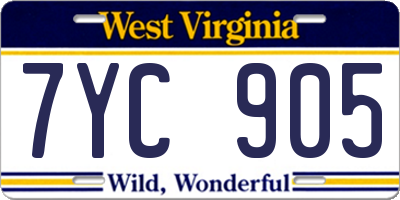 WV license plate 7YC905