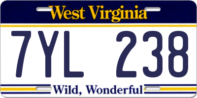 WV license plate 7YL238