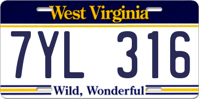 WV license plate 7YL316