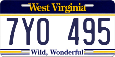 WV license plate 7YO495