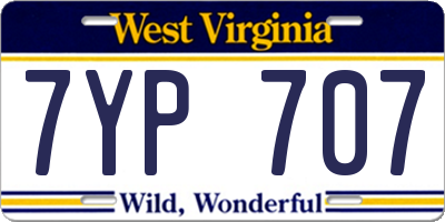 WV license plate 7YP707