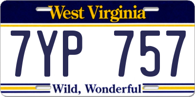 WV license plate 7YP757