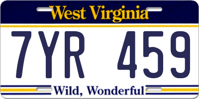 WV license plate 7YR459