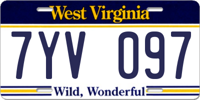 WV license plate 7YV097
