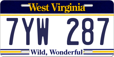 WV license plate 7YW287