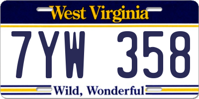 WV license plate 7YW358