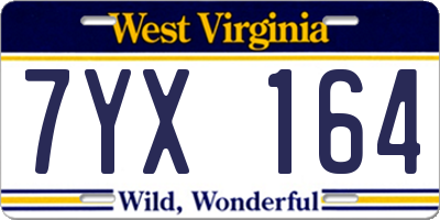 WV license plate 7YX164