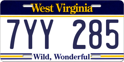 WV license plate 7YY285