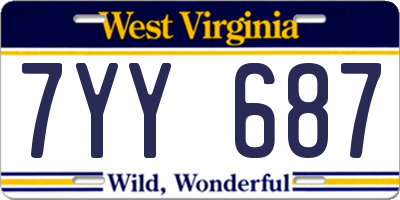 WV license plate 7YY687