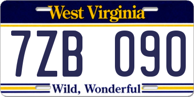WV license plate 7ZB090