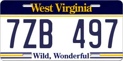 WV license plate 7ZB497