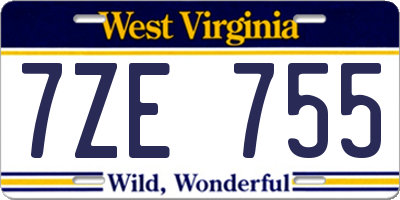 WV license plate 7ZE755