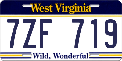 WV license plate 7ZF719