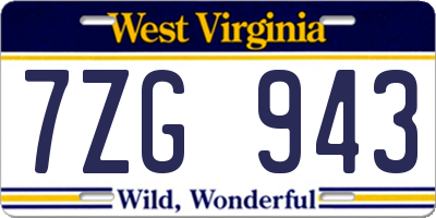 WV license plate 7ZG943