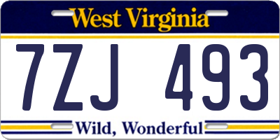WV license plate 7ZJ493