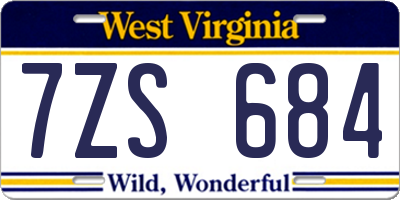 WV license plate 7ZS684