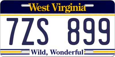 WV license plate 7ZS899