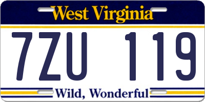 WV license plate 7ZU119