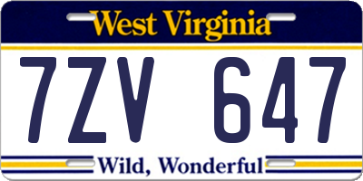 WV license plate 7ZV647