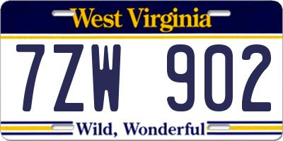 WV license plate 7ZW902