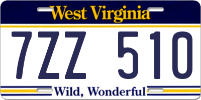 WV license plate 7ZZ510