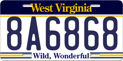 WV license plate 8A6868