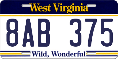 WV license plate 8AB375