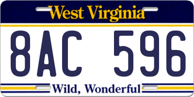 WV license plate 8AC596