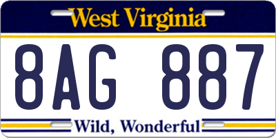 WV license plate 8AG887