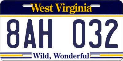 WV license plate 8AH032