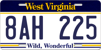 WV license plate 8AH225
