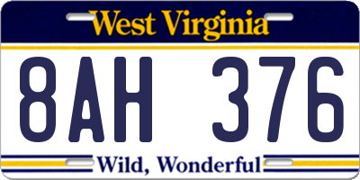 WV license plate 8AH376